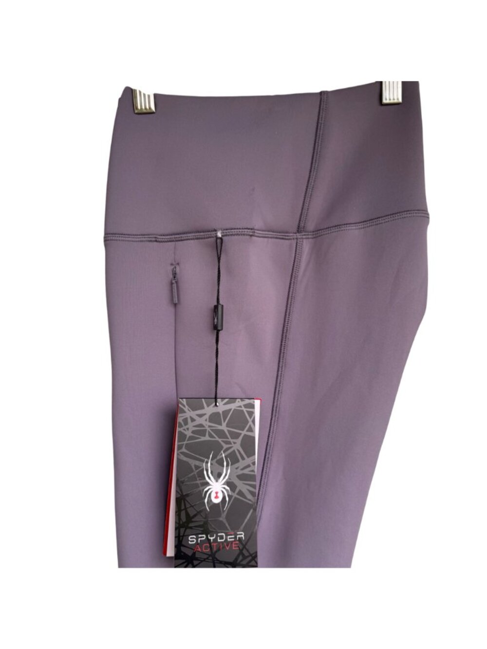 Spyder Ladies Active Fleece Leggings Medium Purple High Waist SP6035 Zip Pockets - Picture 15 of 16